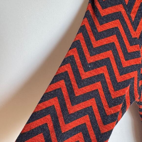 Agnes and Dora Chevron Print Midi Dress Size Extra Small Blue Red Pockets - Picture 5 of 14